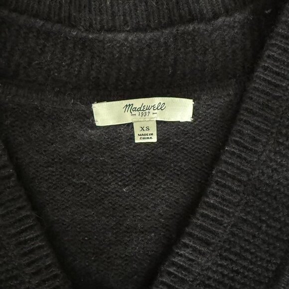 Madewell V-Neck Long Sleeve Knit Extra Small Black Boxy Sweater Women's Size XS - Picture 2 of 8